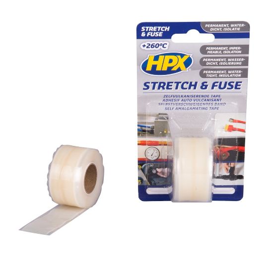 Afbeeldingen van HPX Zelfvulkaniserende tape Stretch & Fuse transparant 25MM 3M