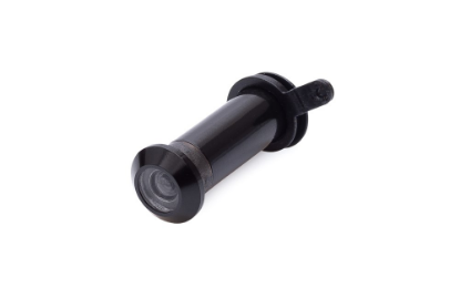 Afbeeldingen van DX Deurspion 160° massief messing zwart 12MM deurdikte 31-56MM inclusief afsluitklepje