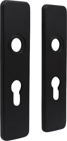 Afbeeldingen van OXLOC Klikschild kort krukgat + profielcilinder aluminium zwart PC55