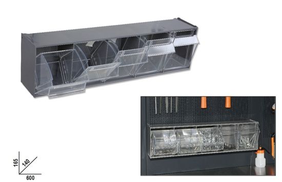 Afbeeldingen van BETA Magazijnbakje 5-vaks kunststof PM/5C inclusief wandhouder