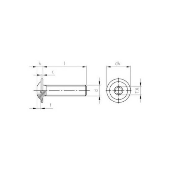 Afbeeldingen van Laagbolkopflensbout ISO7380 A2 TX M5X10MM