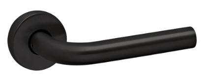 Afbeeldingen van OXLOC Deurkruk + rozet L-model Breda RVS zwart PE 37-42MM