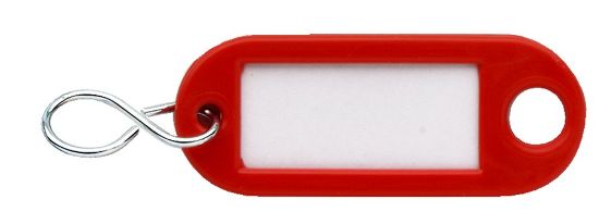 Afbeeldingen van DX Sleutellabel met ophangoog & S-haak kunststof rood