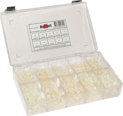 Afbeeldingen van KELFORT Assortimentdoos nr.18 cilinderkopschroeven DIN84 + moeren DIN934 nylon