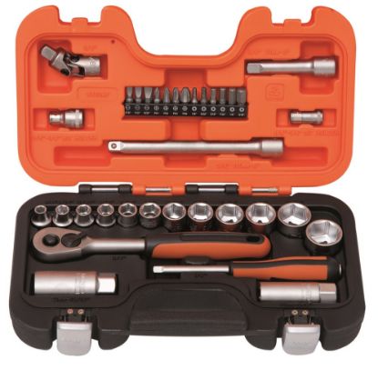 Afbeeldingen van BAHCO Doppenset ⅜" ¼"-⅞" + ¼" DIN3120 34-delig