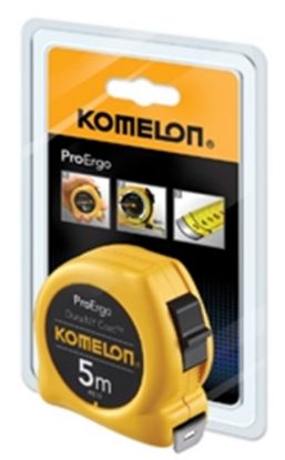 Afbeeldingen van KOMELON Rolmaat ProErgo 5M 19MM staal/nylon gecoate band in gele ABS kast