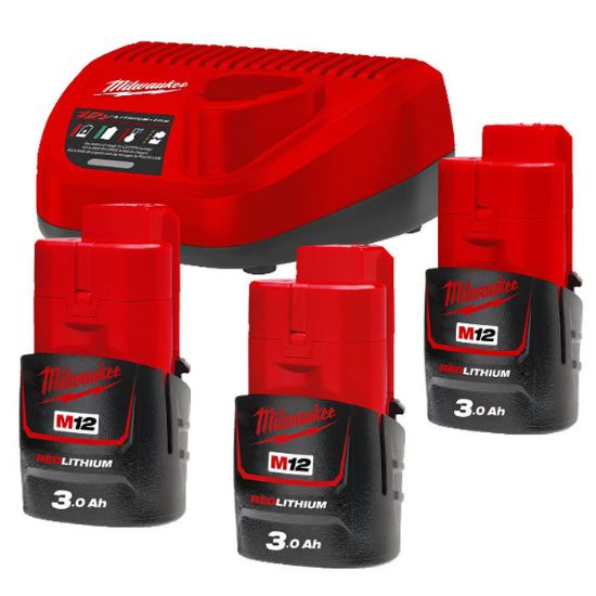 Afbeeldingen van MILWAUKEE Accu NRG pakket 3X3,0Ah + oplader M12NRG-303