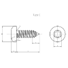 Afbeeldingen van Zelftappende plaatschroef pancilinderkop TORX DIN 7981 RVS A4