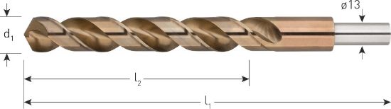 Afbeeldingen van ROTEC Metaalboor HSS-E DIN338 type HD-S S=13MM