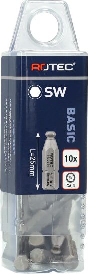 Afbeeldingen van ROTEC Schroefbit ¼" PRO C6,3 kogelkop BASIC SW 25MM 10x