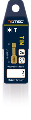 Afbeeldingen van ROTEC Torsionbit ¼" PRO C6,3MM conisch TiN TORX 25MM 2x