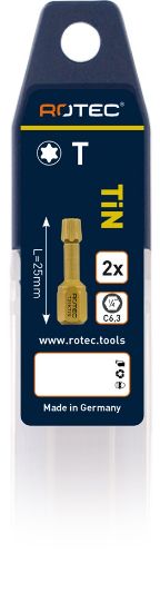 Afbeeldingen van ROTEC Torsionbit ¼" PRO C6,3MM conisch TiN TORX 25MM 2x