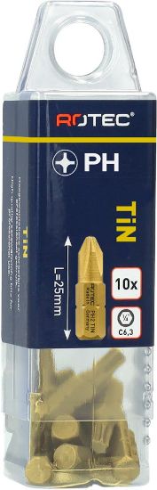 Afbeeldingen van ROTEC Schroefbit ¼" PRO C6,3 TiN PH 25MM 10x