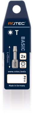 Afbeeldingen van ROTEC Torsionbit ¼" PRO C6,3MM conisch BASIC TORX 25MM 2x
