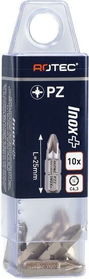 Afbeeldingen van ROTEC Schroefbit ¼" PRO C6,3 INOX+ PZ 25MM 10x