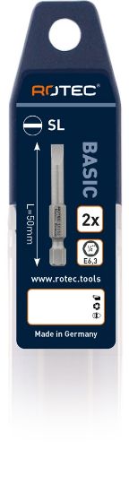 Afbeeldingen van ROTEC Schroefbit ¼" PRO E6,3 BASIC sleuf 50MM 2x