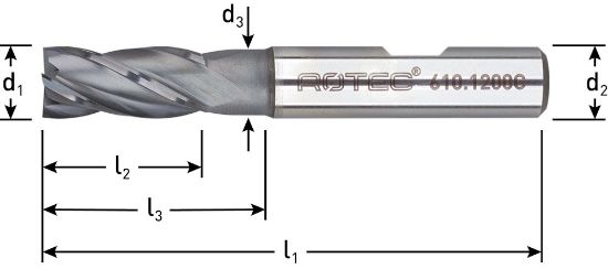 Afbeeldingen van ROTEC Vingerfrees HSS-E DIN844 kort AlCrN-gecoat