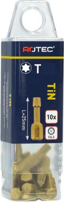 Afbeeldingen van ROTEC Torsionbit ¼" PRO C6,3MM conisch TiN TORX 25MM 10x