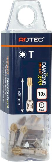 Afbeeldingen van ROTEC IMPACT bit C6,3 DIAMOND TORX 30MM 10x
