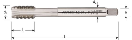 Afbeeldingen van ROTEC Machinetap HSS-E 800 doorlopend DIN376 UNF