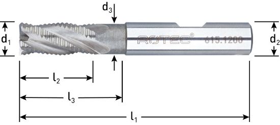 Afbeeldingen van ROTEC Ruwfrees HSS-E type HR DIN844 kort ongecoat