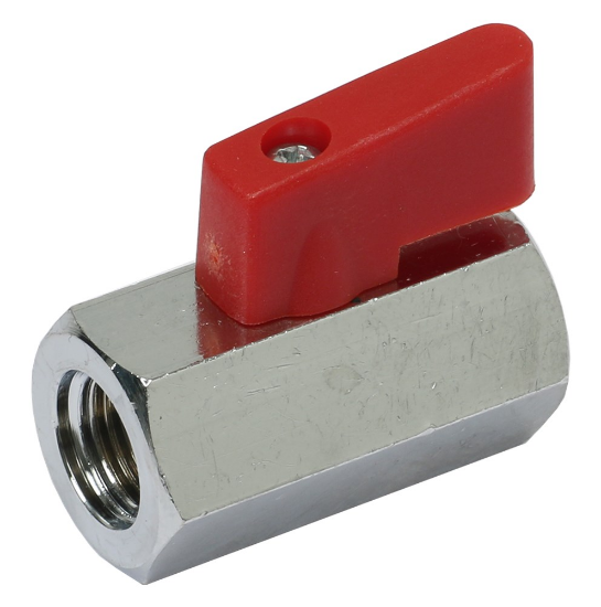 Afbeeldingen van Kraan mini ⅛" rood BI/BI