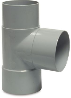 Afbeeldingen van T-stuk 87° PVC-U grijs lijmmof/lijmmof/verjonging 80MM