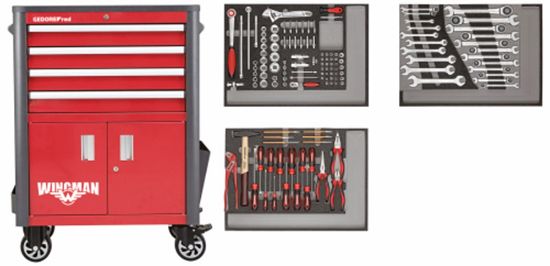 Afbeeldingen van Gereedschapwagen 4 laden incl. 129-dlg set