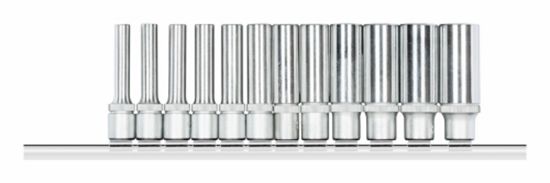 Afbeeldingen van Dopsleutelset 1/4" 6kt 12-dlg op rail