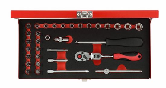 Afbeeldingen van Dopsleutelset 1/4" 4-13MM 33-dlg