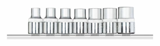 Afbeeldingen van Dopsleutelset 1/2" TX 7-dlg op rail