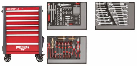 Afbeeldingen van Gereedschapwagen 7 laden incl. 129-dlg set