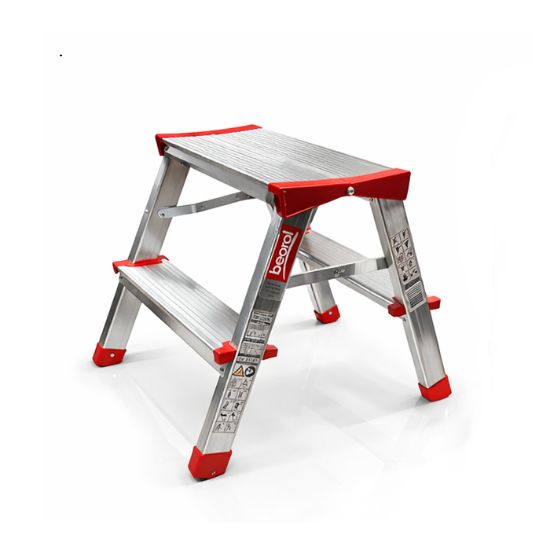 Afbeeldingen van BEOROL Dubbele montagetrap aluminium 2 treden 150KG