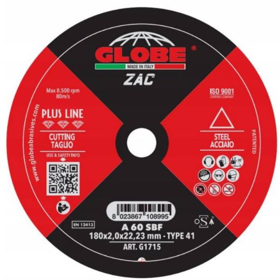 Afbeeldingen van GLOBE Doorslijpschijf G1715 A-60-S ZAC 180X2X22,2MM