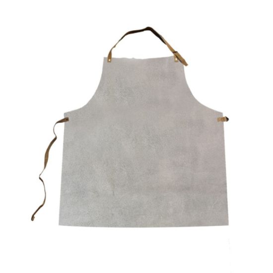 Afbeeldingen van Lasschort splitleder grijs 80X120CM riem 62CM