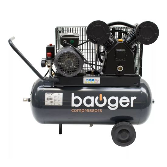 Afbeeldingen van BAUGER Compressor KOM50400 230V 1-fase 50L 400L/min 8bar 3pk 2 cilinders 780tr/min