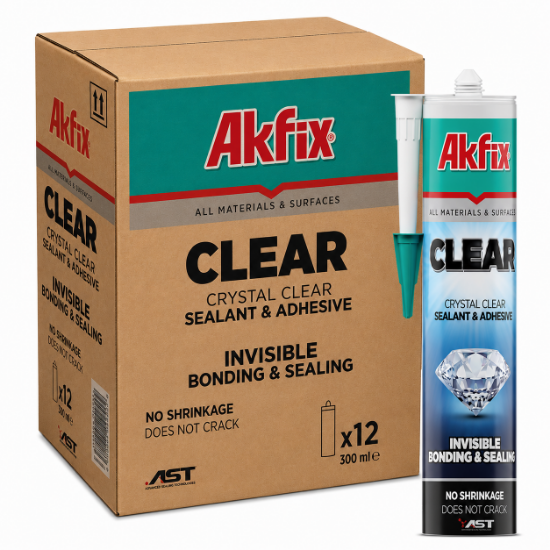 Afbeeldingen van AKFIX Lijm- en afdichtingskit CLEAR MS polymeer transparant 290ML 12x