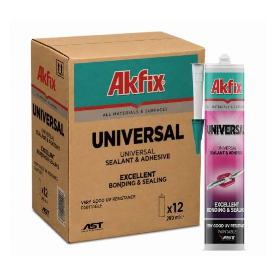 Afbeeldingen van Akfix MS Universal by Sika – MS polymeer lijmkit wit 290 ml – 12 stuks