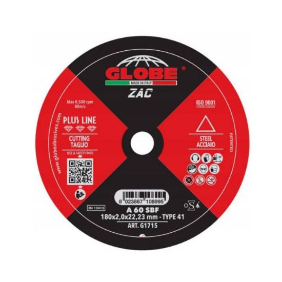 Afbeeldingen van GLOBE Doorslijpschijf G1725 RVS A-60-SX ZAC 180X2X22,2MM