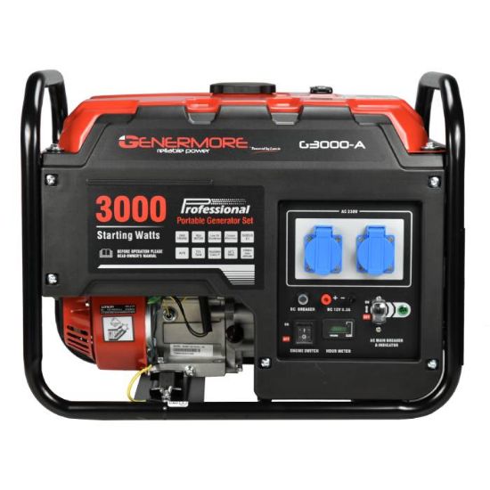 Afbeeldingen van GENERMORE Benzine aggregaat semi stil G3000-A 12V 8,3Ah 2500W