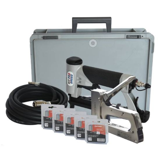 Afbeeldingen van KITPRO BASSO Niettacker S11/16-A1 + handtacker T50 + nieten 12000x + slang 5M