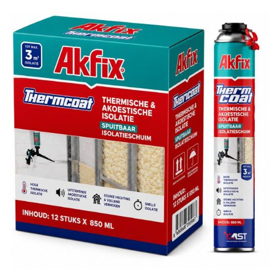 Afbeeldingen van AKFIX Spuitbaar purschuim - Sprayfoam THERMCOAT 850ML 12x