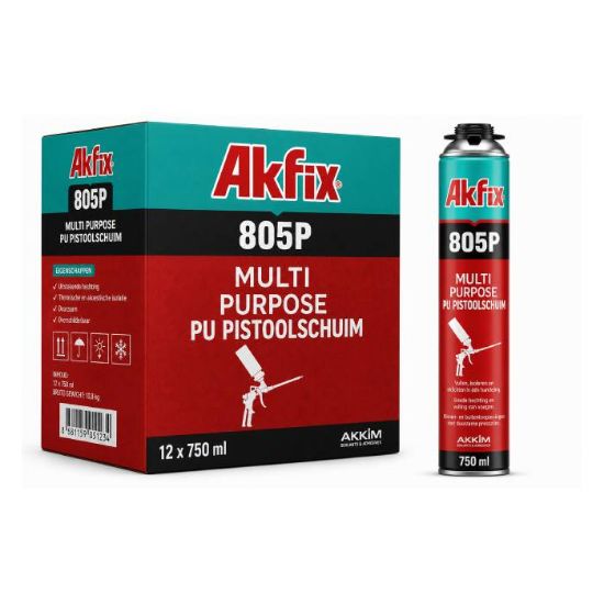 Afbeeldingen van AKFIX Purschuim MULTI GUNFOAM 805P lichtgeel 750ML 12x