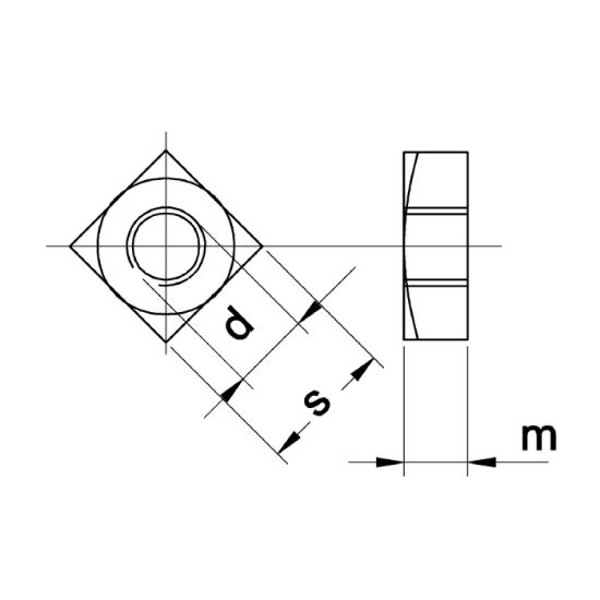 Afbeeldingen van Vierkantmoer laag DIN562 EV M10