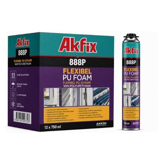Afbeeldingen van AKFIX Flexibel Purschuim FLEXFOAM GUN 888P 750ML 12x