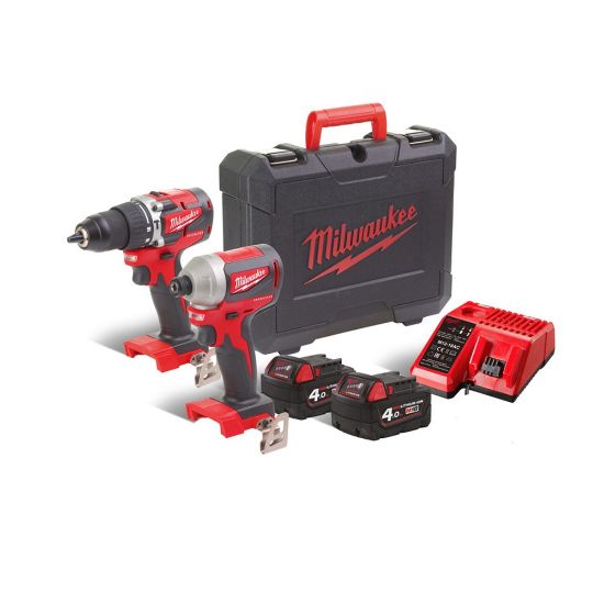 Afbeeldingen van MILWAUKEE Accu koolborstelloze powerpack compact M18CBLPP2A-402C (M18 CBLID, M18 CBLPD, 2XM18B4 accu, Accu-18C lader, transportkoffer)