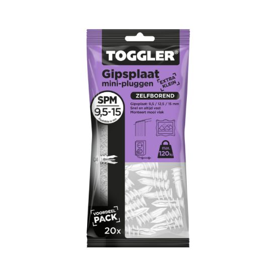 Afbeeldingen van TOGGLER Gipsplaatplug SP-mini 9,5-15MM 20x