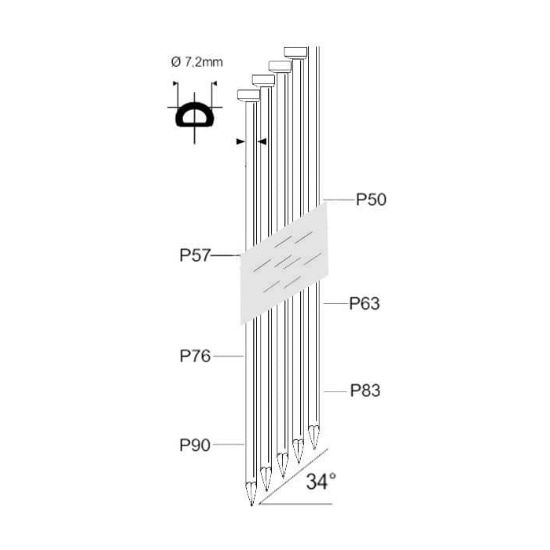 Afbeeldingen van Nagels P 34° D-kop VZ P2950 3300x