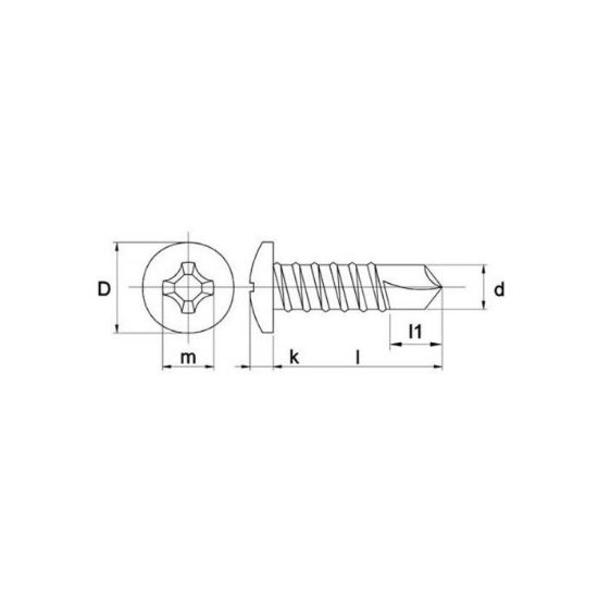 Afbeeldingen van Zelfborende plaatschroef met bolcilinderkop PH DIN7504N RVS A2 4,8X70MM