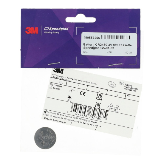 Afbeeldingen van Batterij CR2450 t.b.v. speedglas lasfilter G5 